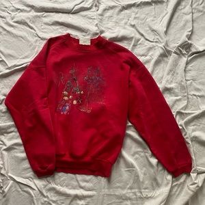 vintage red floral embroidered sweatshirt